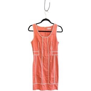Calvin Klein peach with white piping cotton spandex sleeveless dress Sz 6